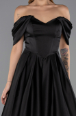 Long Black Satin Evening Dress ABU6617