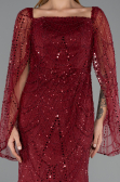 Long Burgundy Beaded Evening Dress ABU5066