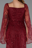 Long Burgundy Beaded Evening Dress ABU5066