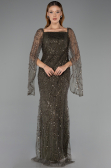 Long Olive Drab Beaded Evening Dress ABU5066