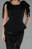Long Black Scaly Evening Dress ABU6607