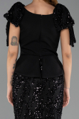 Long Black Scaly Evening Dress ABU6607