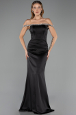 Long Black Satin Mermaid Prom Dress ABU6608