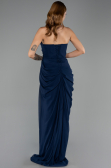 Long Navy Blue Chiffon Evening Dress ABU6589