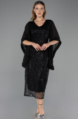 Midi Black Beaded Plus Size Cocktail Dress ABK2693
