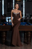 Long Brown Mermaid Evening Gown ABU6526