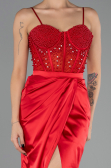 Long Red Satin Evening Dress ABU3312