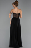 Long Black Chiffon Plus Size Evening Dress ABU6383