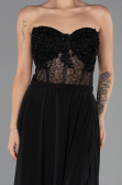 Long Black Chiffon Plus Size Evening Dress ABU6383