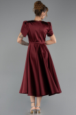 Midi Burgundy Satin Party Dress ABK2699