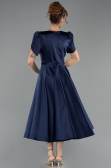 Midi Navy Blue Satin Party Dress ABK2699