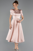 Midi Powder Color Satin Party Dress ABK2699