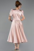 Midi Powder Color Satin Party Dress ABK2699