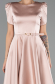 Midi Powder Color Satin Party Dress ABK2699