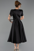 Midi Black Satin Party Dress ABK2699