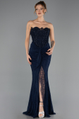 Long Navy Blue Dantelle Evening Dress ABU6639