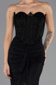 Long Black Dantelle Evening Dress ABU6639