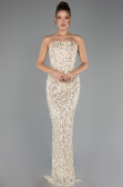Long Beige Scaly Evening Dress ABU6641