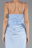 Long Light Blue Satin Evening Dress ABU6649