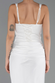 Long White Satin Evening Dress ABU6649