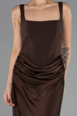 Long Brown Satin Evening Dress ABU6649