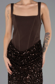Long Brown Scaly Evening Dress ABU6650