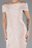 Long Beige Chiffon Prom Gown ABU6581
