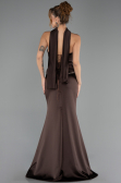 Long Brown Satin Evening Dress ABU6655