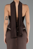 Long Brown Satin Evening Dress ABU6655