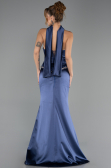 Long Navy Blue Satin Evening Dress ABU6655