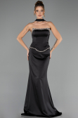 Long Black Satin Evening Dress ABU6655