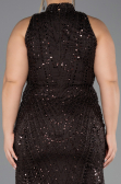 Long Dark Brown Beaded Plus Size Evening Gown ABU5063