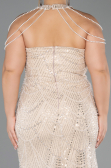 Long Beige Beaded Plus Size Evening Gown ABU6632