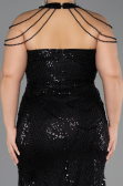 Long Black Beaded Plus Size Evening Gown ABU6632