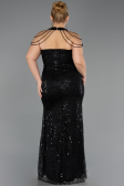 Long Black Beaded Plus Size Evening Gown ABU6632