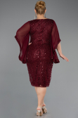 Midi Burgundy Beaded Plus Size Cocktail Dress ABK2693