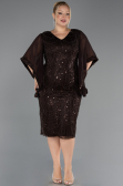 Midi Brown Beaded Plus Size Cocktail Dress ABK2693