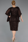 Midi Brown Beaded Plus Size Cocktail Dress ABK2693