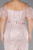 Midi Powder Color Beaded Plus Size Cocktail Dress ABK2689