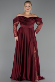 Burgundy Long Satin Formal Plus Size Dress ABU5261