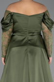 Long Olive Drab Satin Formal Plus Size Dress ABU5261