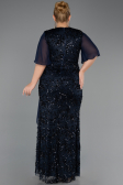 Long Navy Blue Scaly Plus Size Evening Gown ABU6373