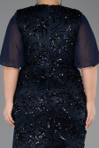 Long Navy Blue Scaly Plus Size Evening Gown ABU6373