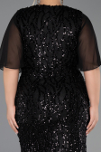 Long Black Scaly Plus Size Evening Gown ABU6373