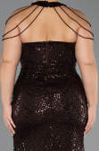 Long Brown Beaded Plus Size Evening Gown ABU6632
