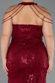 Long Burgundy Beaded Plus Size Evening Gown ABU6632