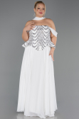 Long White Chiffon Formal Plus Size Dress ABU6535