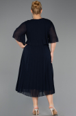 Midi Navy Blue Chiffon Plus Size Evening Dress ABK2677