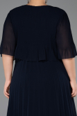 Midi Navy Blue Chiffon Plus Size Evening Dress ABK2677