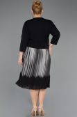 Midi Black Chiffon Plus Size Cocktail Dress ABK2694